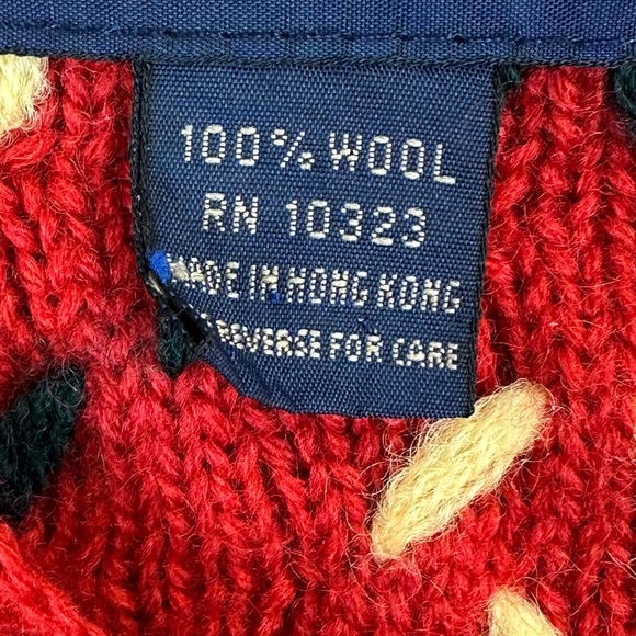 Vintage Herman Geist 100% Wool Red Brown Tan Hand Embroidered Cardigan Size M - Picture 6 of 13